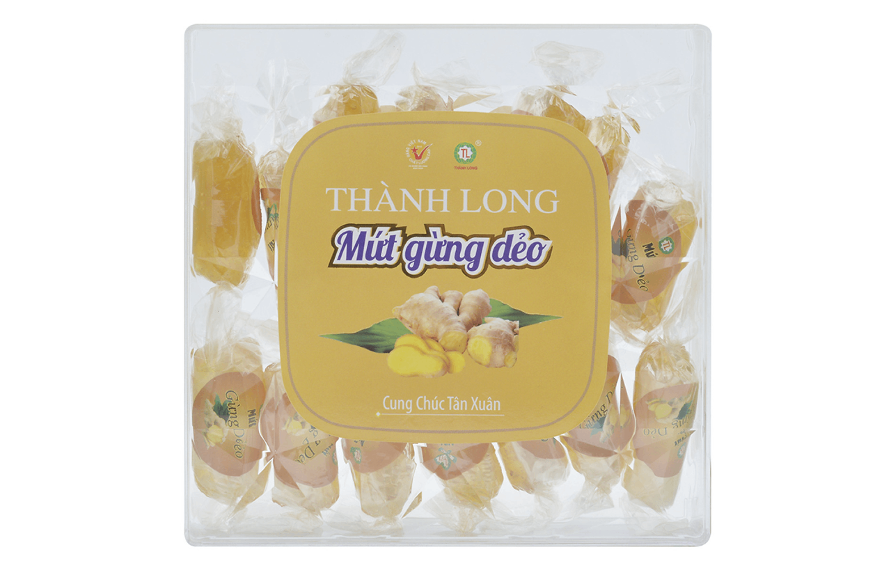 CQ Mart Food & Wine. Mứt gừng Dẻo Thành Long 180g - Hộp Vuông